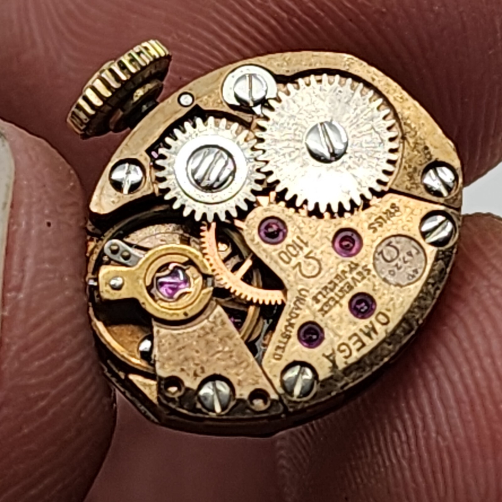 omega ladies watch movement cal. 1100 dial movement and dial PARTS REPAIR