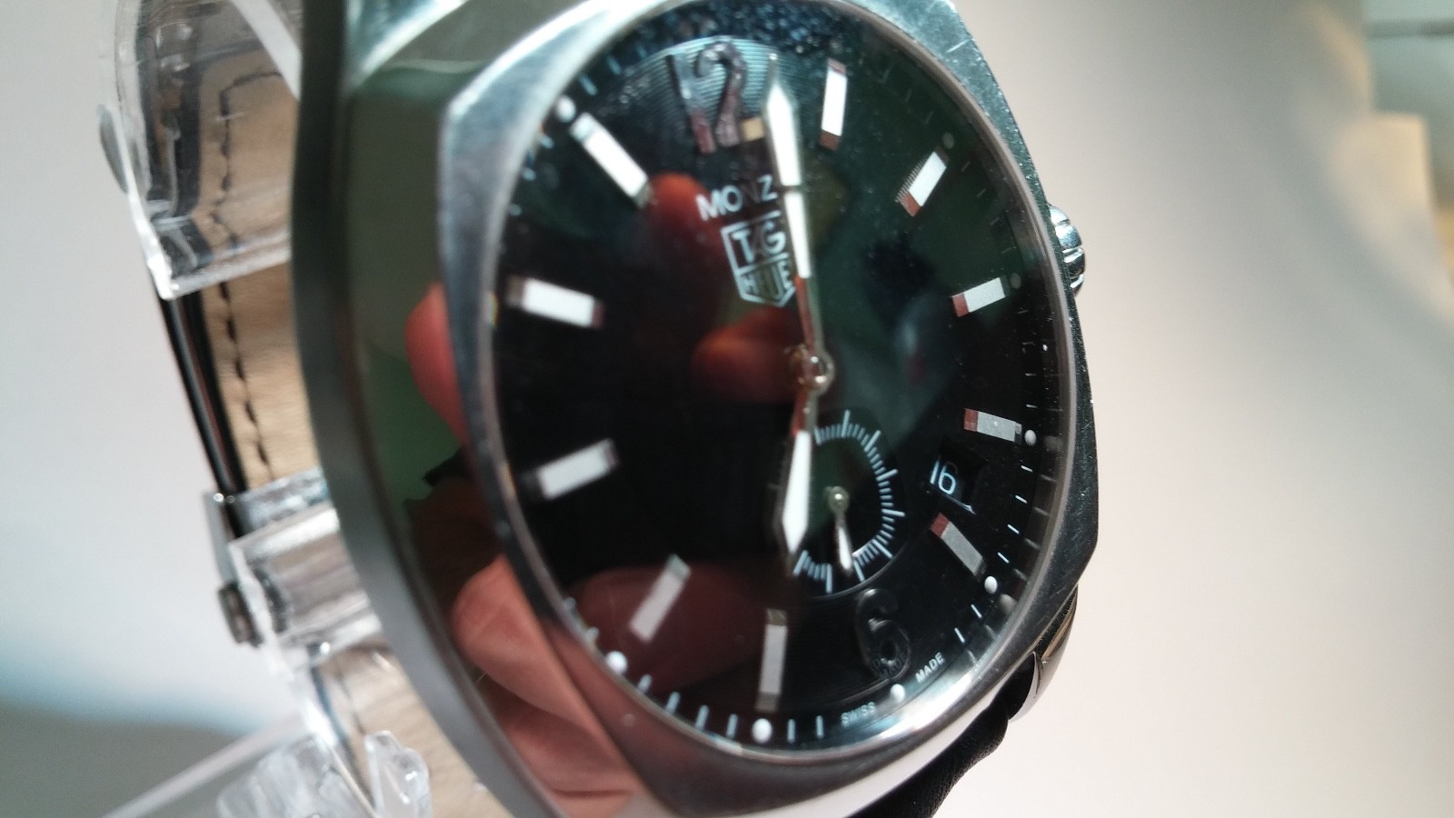 MENS TAG HEUER MONZA AUTOMATIC BLACK DIAL NEW LEATHER BAND WR2110