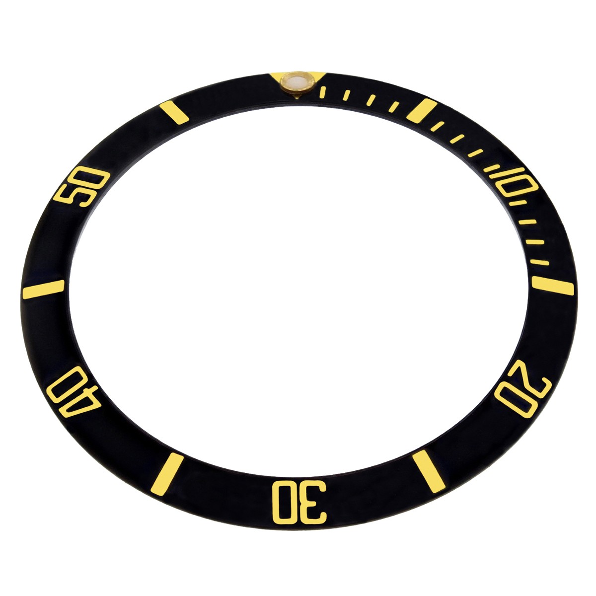 37.60MM X 30.70MM BLACK ALUMINUM BEZEL INSERT WATCH PART WITH GOLD NUMBERS