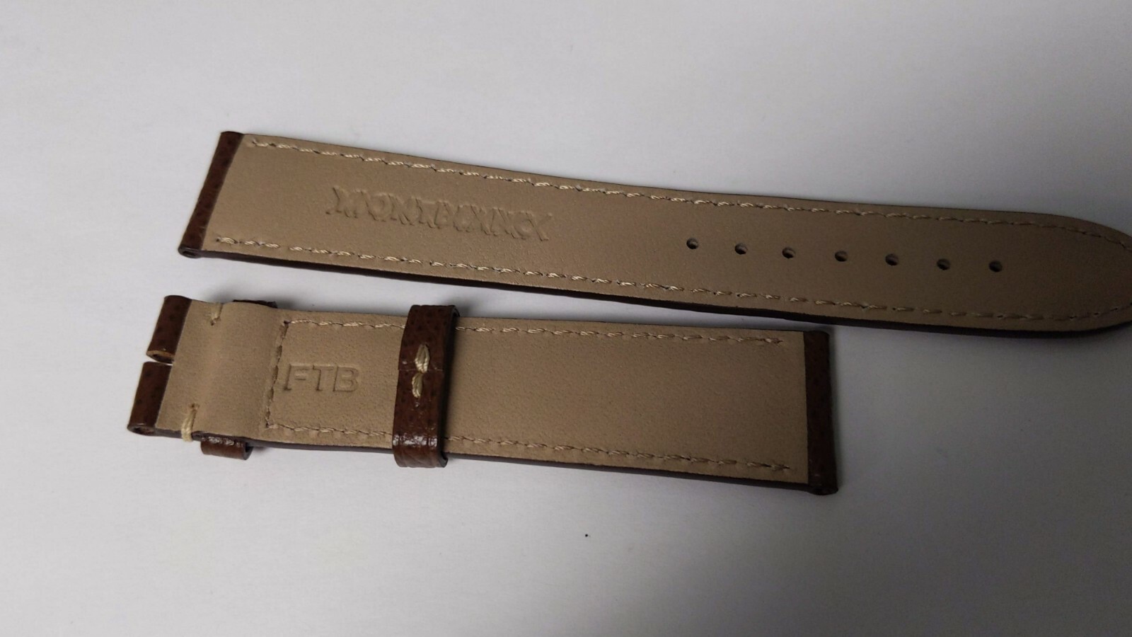 Montblanc BAND lizard BROWN with WHITE stitch extra long, (logo destroyed by fac