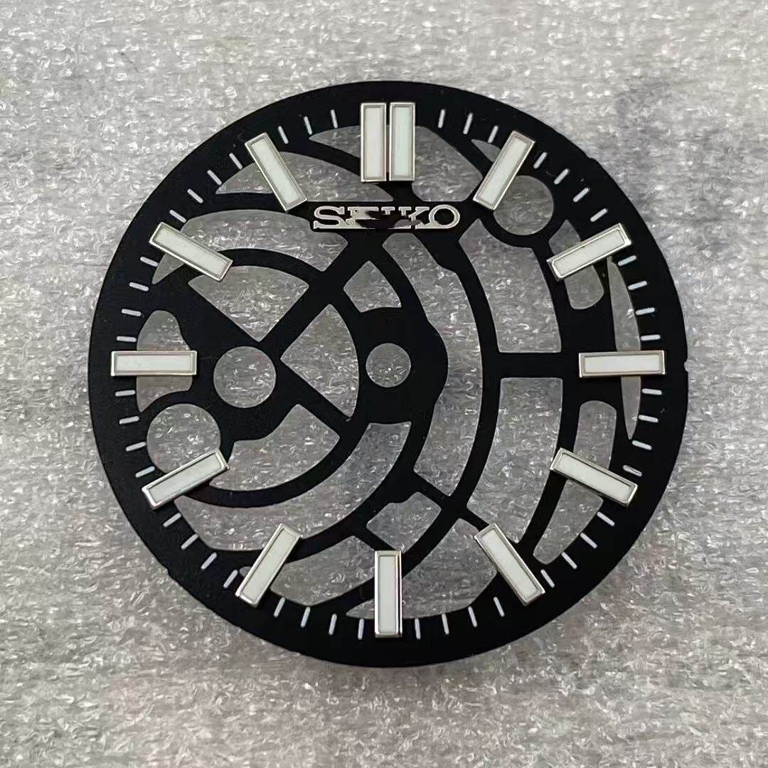 28.5mm Cutout Watch Dial Green Lume for Nh70 NH72 Movement Watch Parts S Logo