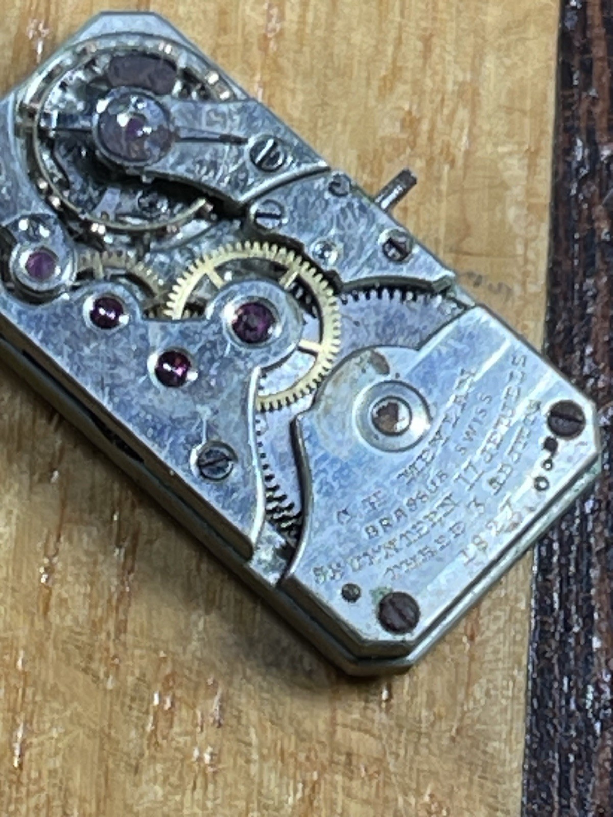 C.H. Meylan Brassus Swiss Watch Movement #1827 Rectangle Tank 17 jewels 3 Adj