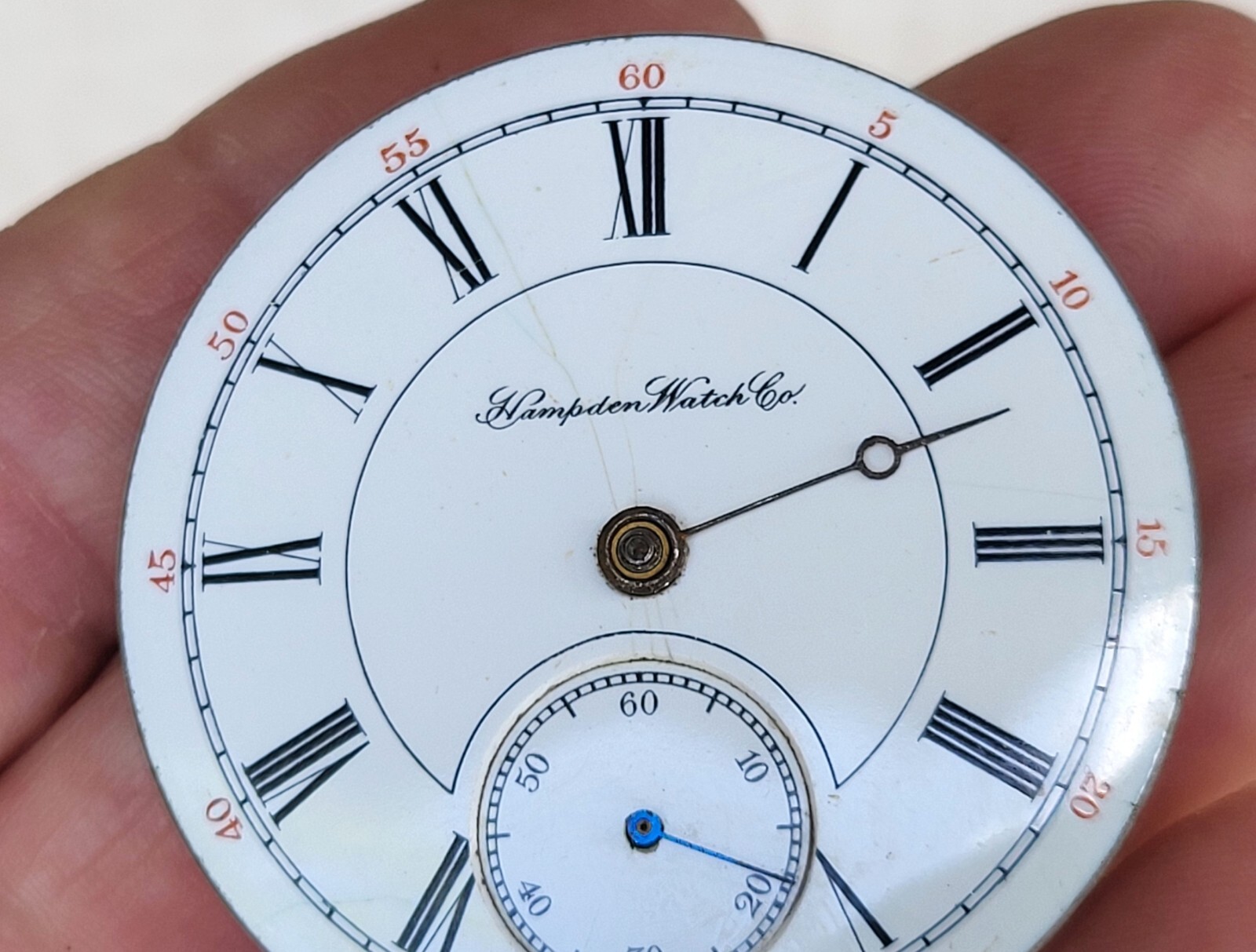 Hampden Dueber Pocket Watch Movement & Dial Face c1894 Antique AS IS