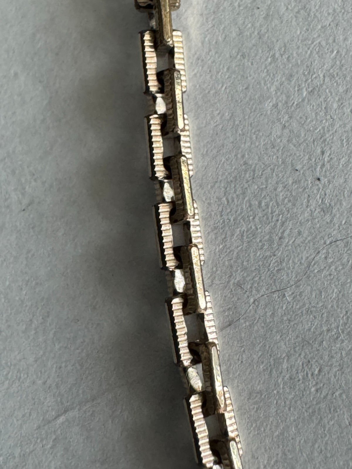 VINTAGE 15.5 INCH WHITE GOLD FILLED POCKET WATCH CHAIN HAS WEAR