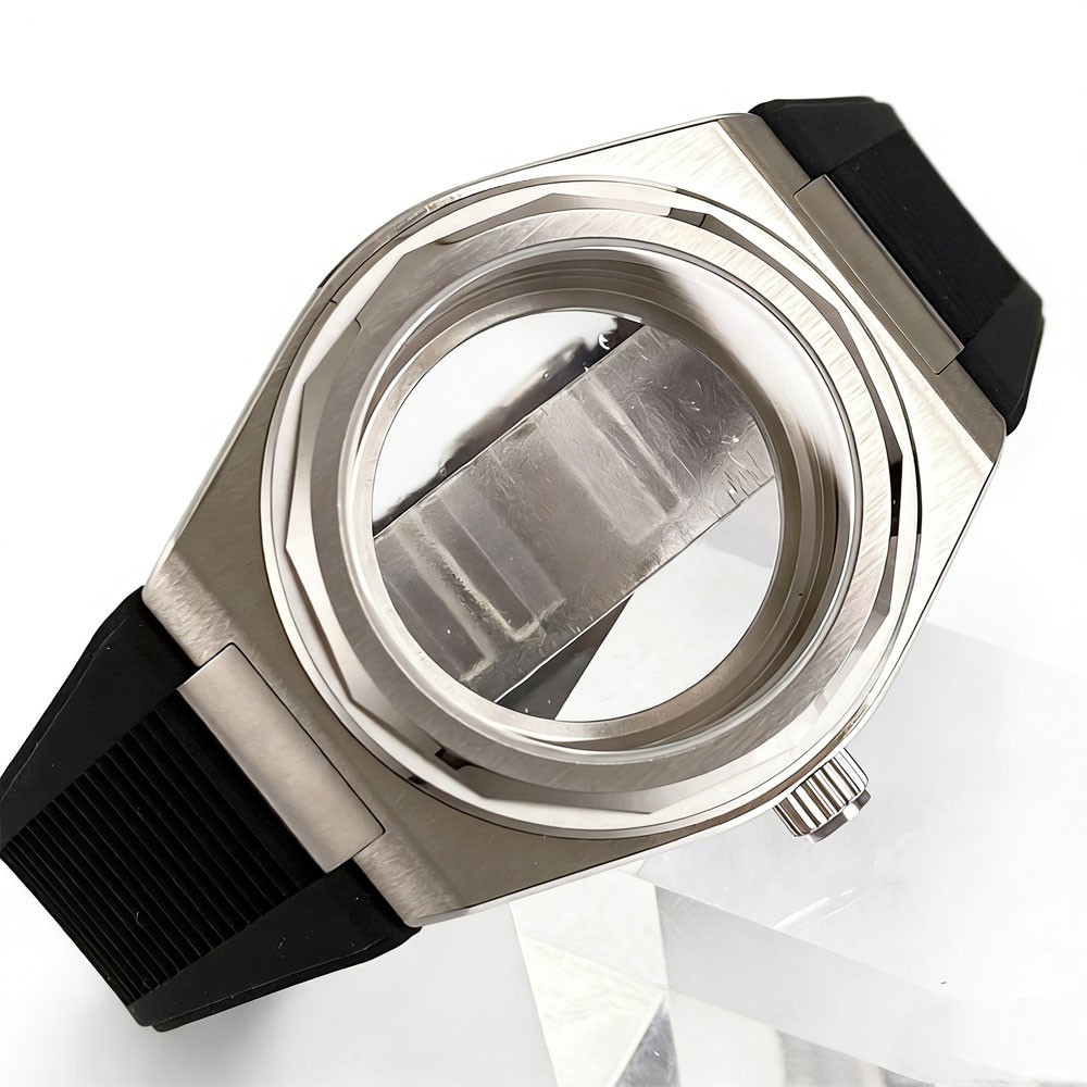 40mm Watch Case with Polygonal Bezel Sapphire Fit NH35 NH34 PT5000 For Ingenieur