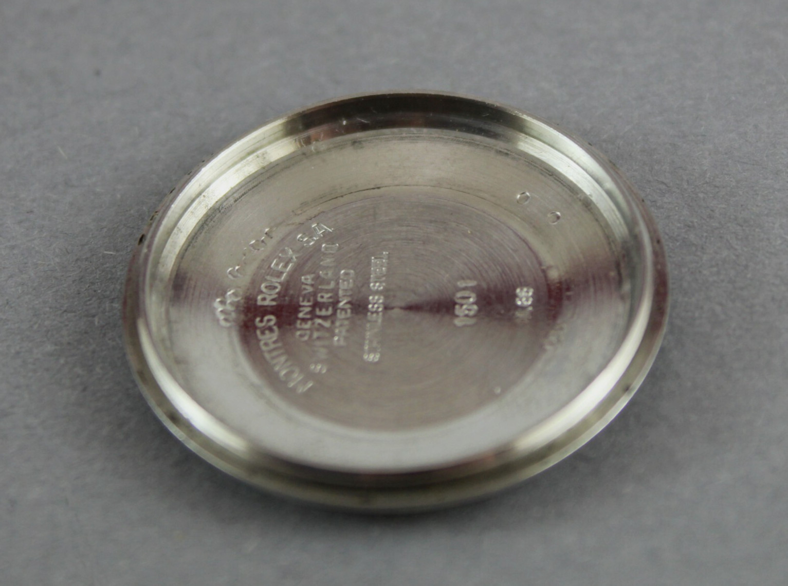 Vintage ROLEX Oyster Perpetual Date Steel Case Back Reference 1501. Ca 1968