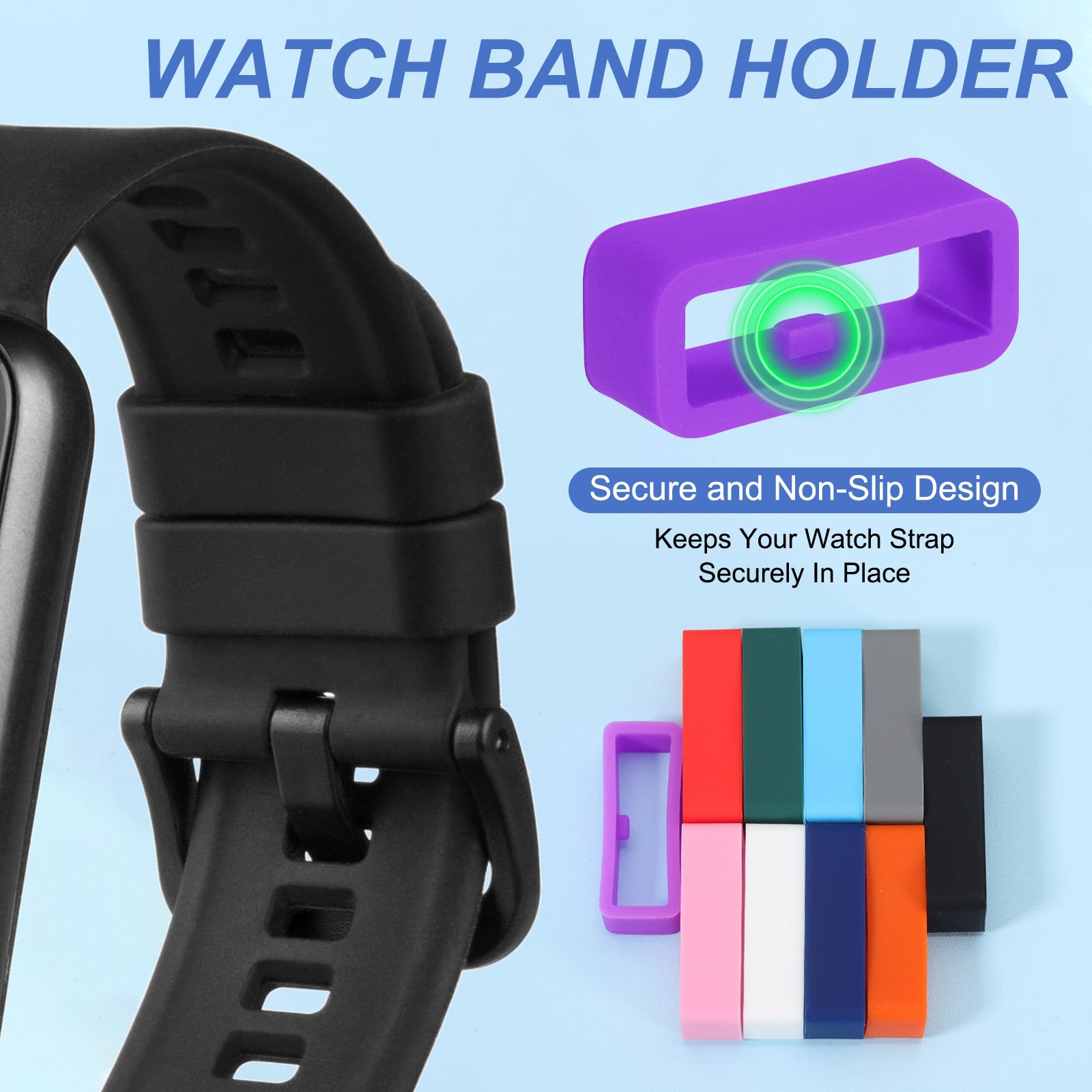 8 Pcs Watch Band Holder Loop, 16mm Universal Watch Replacement Band, Purple