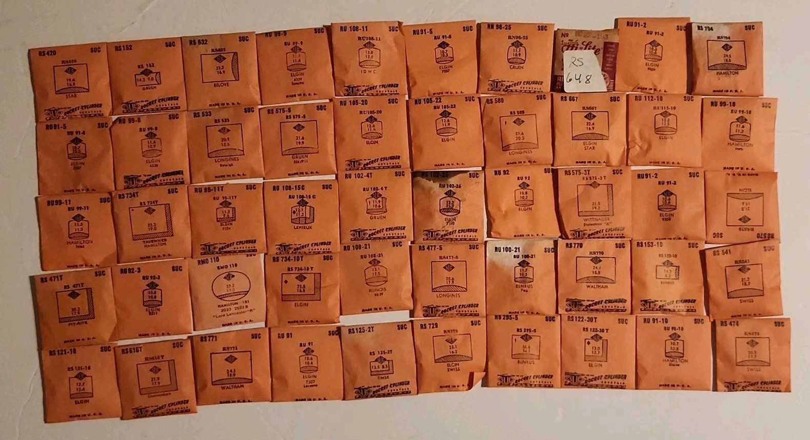 Vintage NOS Lot of 50 SUC Rocket Cylinder Watch Crystals Men’s Mixed Sizes Lot 3