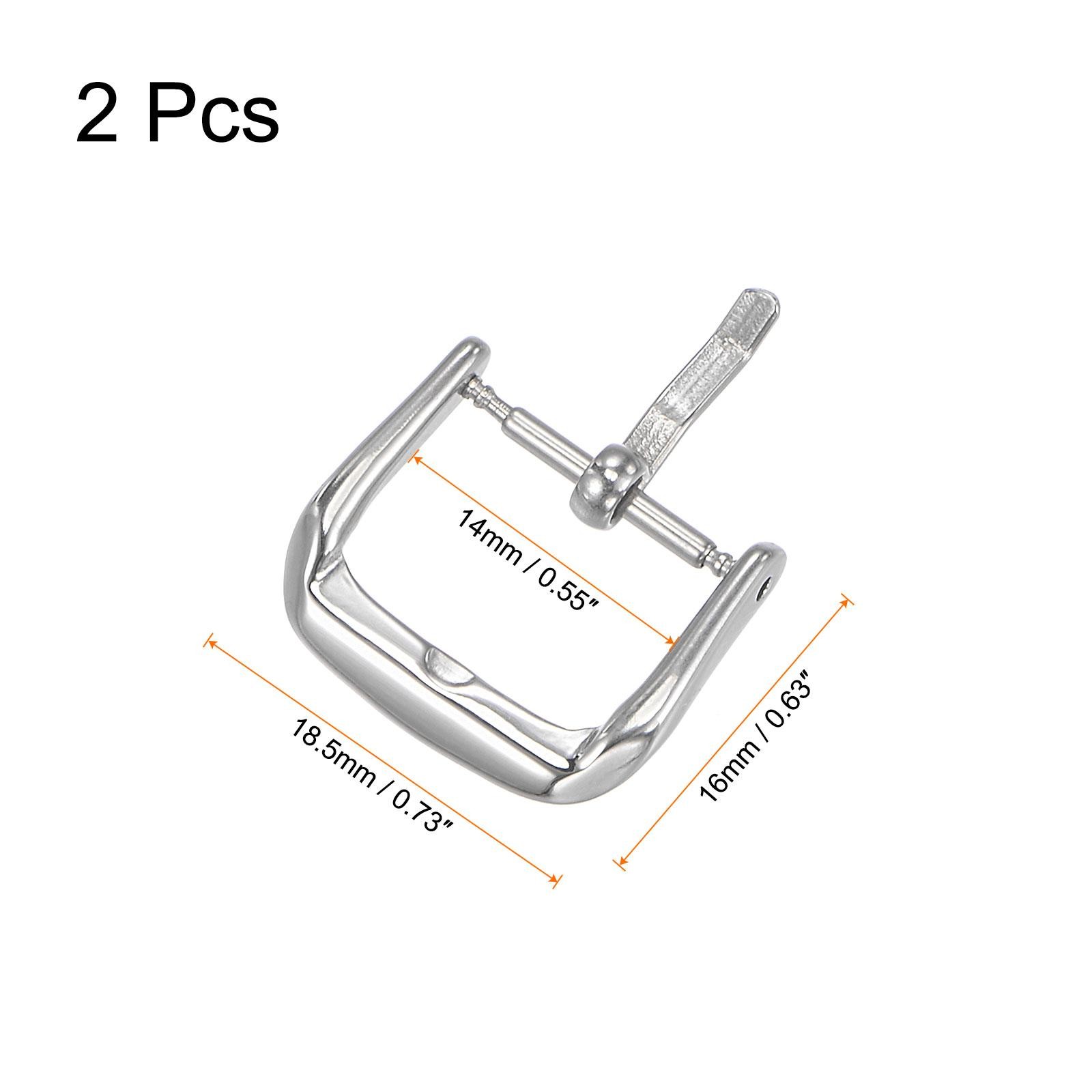 Watch SUS316 Polished PVD Buckle, Silver Tone for 14mm Width Watch Bands 2 Pcs