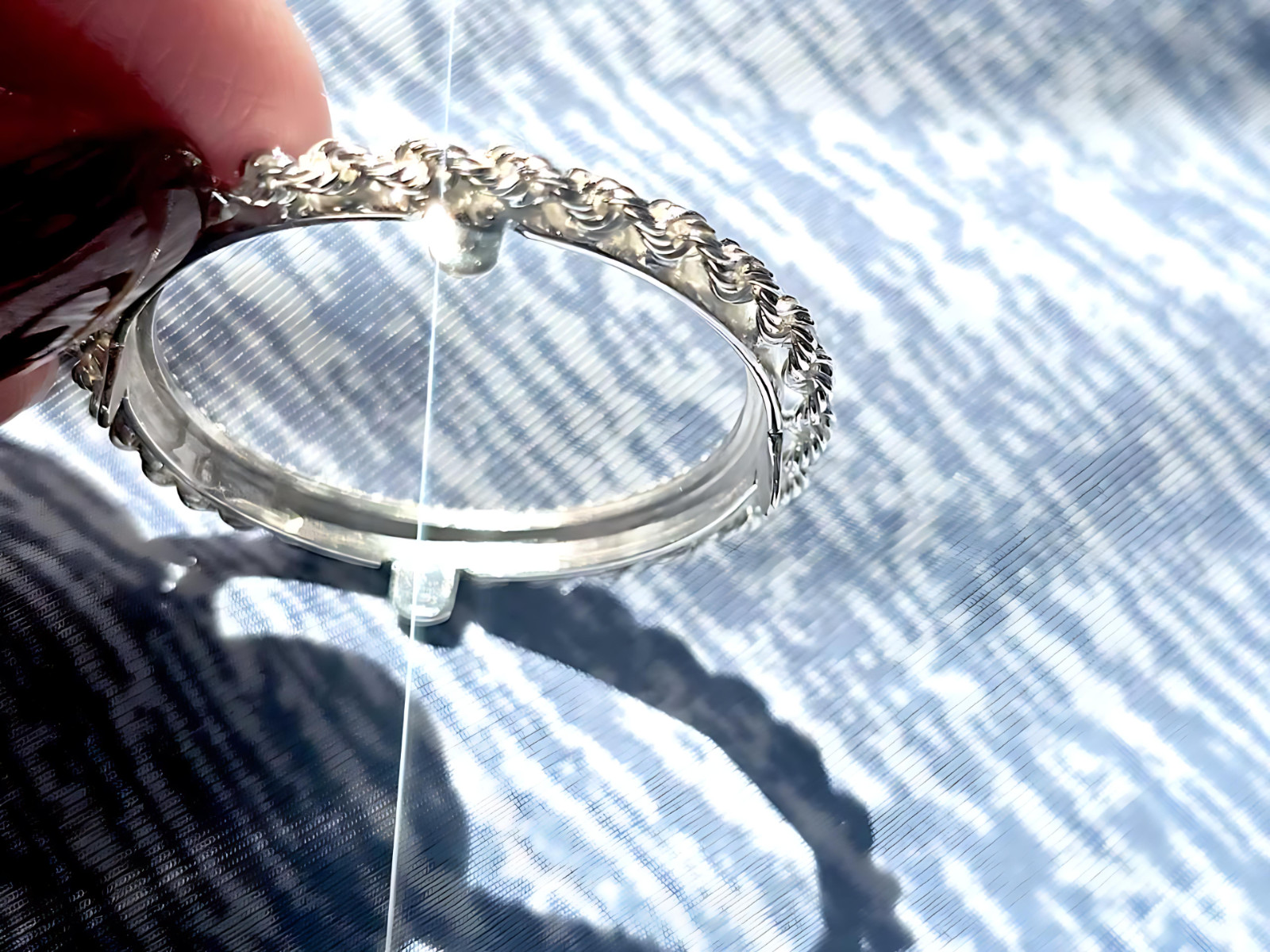 925 Sterling Silver Prong Back Illusion Rope Bezel for 26mm Susan B Anthony