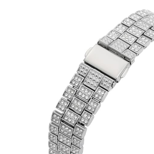 Hip Hop Watches for Men Iced-Out Bling Diamond Luxury Quartz 42mm Silver Blue