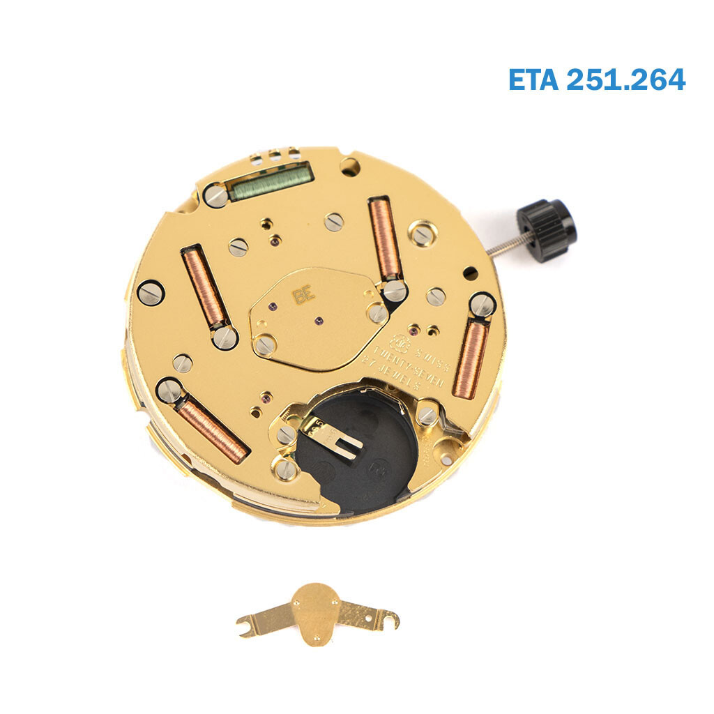 ETA Swiss Movement 251.264 Replacement For Eta 251.262 , White Date Disk on 4.