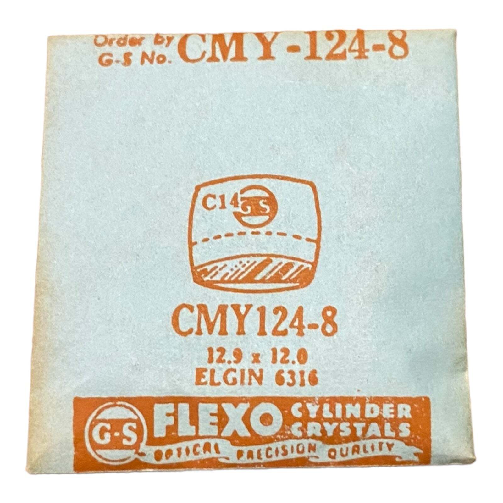 Germanow-Simon Mach (GS) CMY124-8 Watch Crystal 12.9×12.0 NOS Part Flexo Elgin