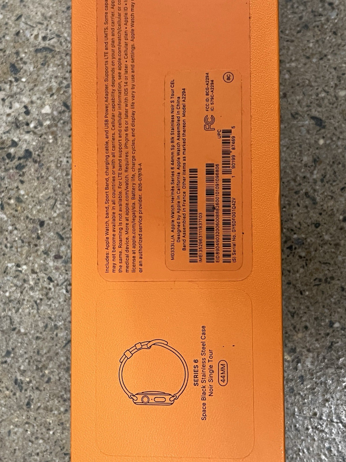 EMPTY BOX ONLY Apple Watch Hermes Series 6 44mm MG333LL/A Genuine
