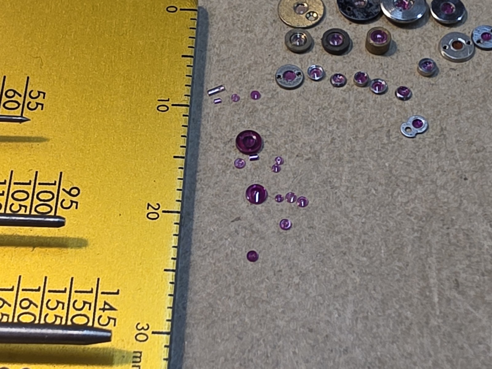 Lot Of 80 Mixed Pocket Watch/Wristwatch Jewel Parts-Jewel Settings, Unset Jewels