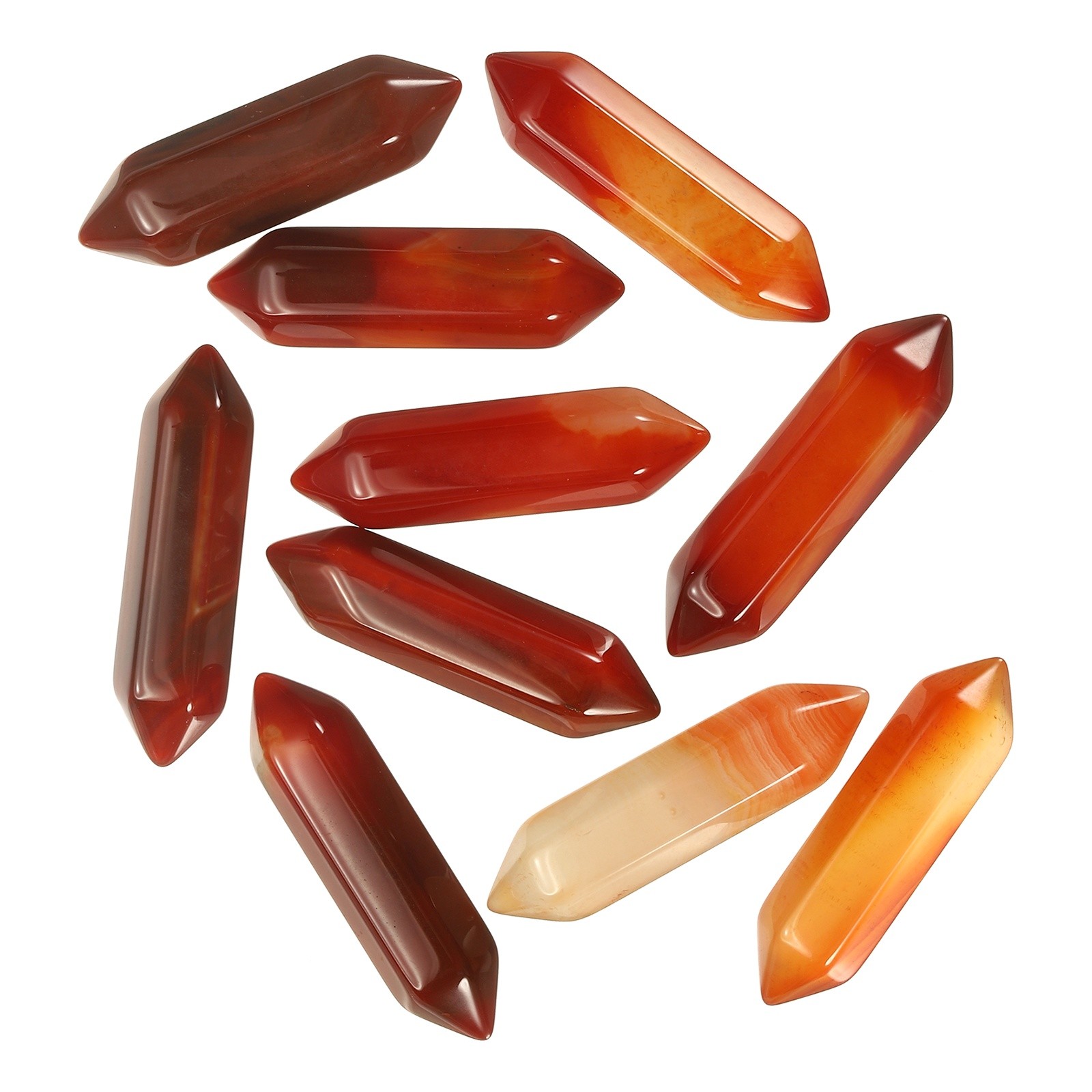 10 Pack Red Agate Quartz Crystals, Polished Crystals Bulk