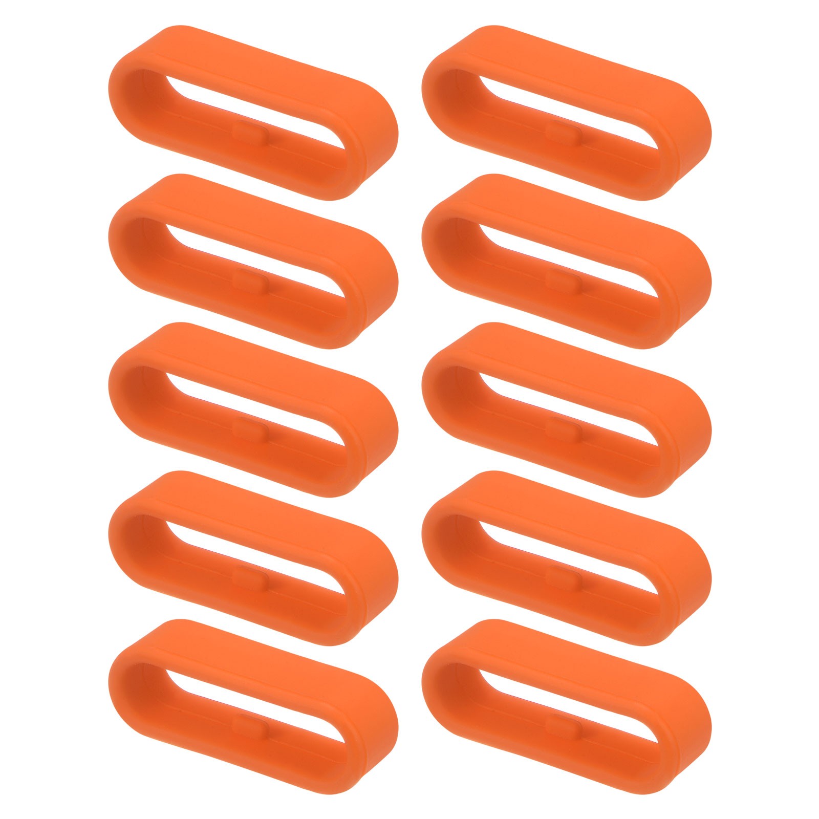 10Pcs Watch Band Strap Loops Silicone Fastener Rings for 22mm Band, Orange