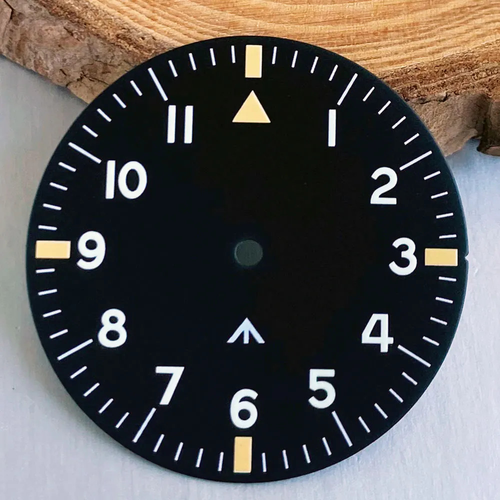 Tandorio New 33.5mm No Logo Blue/Black Mod Watch Dial For VH31/PT5000/NH35 NH36