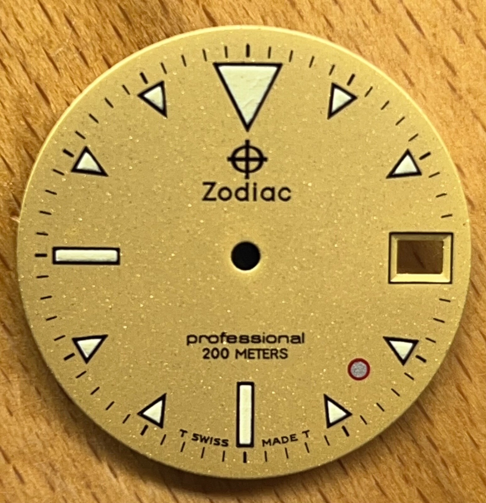 Zodiac Gold Dial Professional 200 Meters 26.5mm Swiss Date at 3 Night glow #D54
