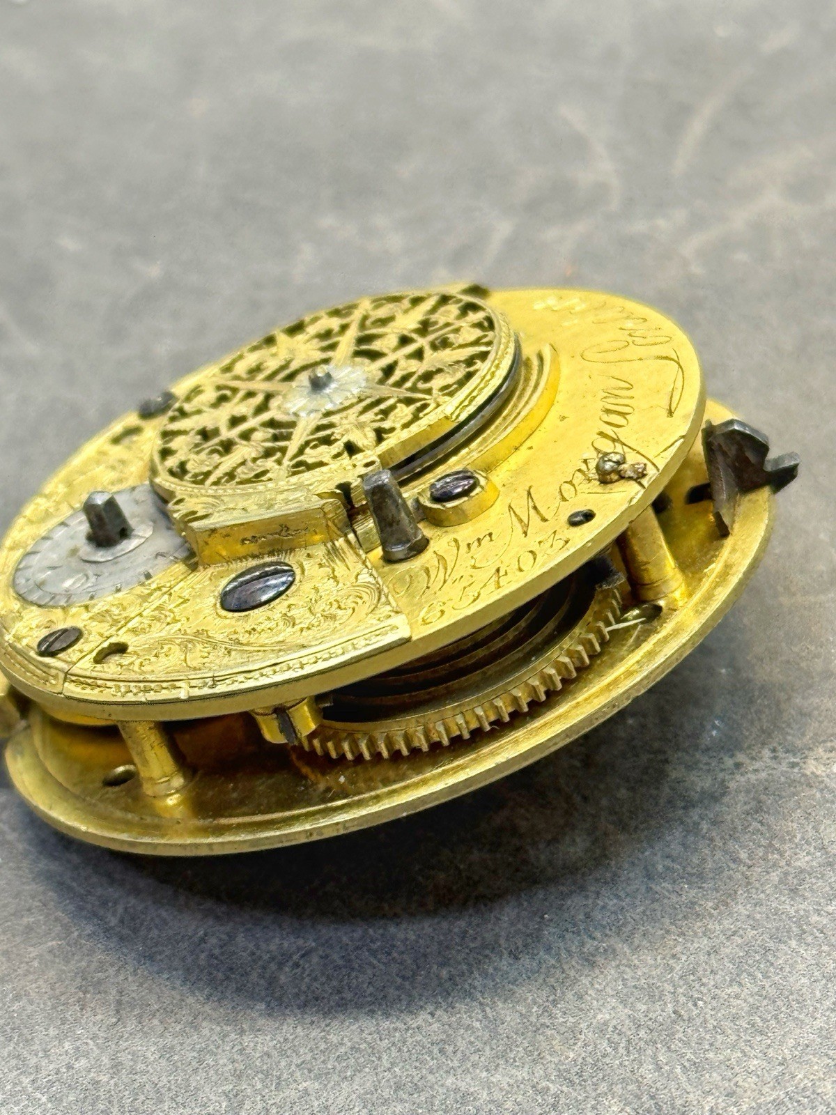 Antique William Morgan London Verge Fusee Pocket Watch Movement Repair