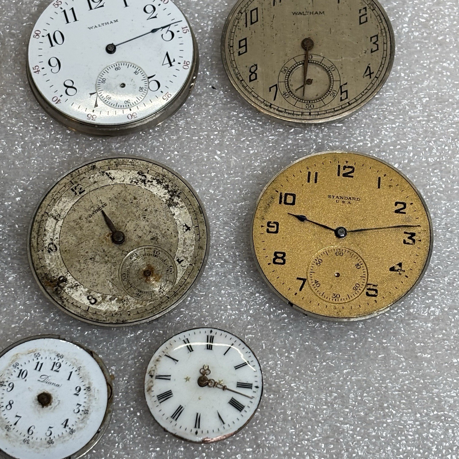 Vintage Pocket Watch Estate Repair Parts Bulk Lot Movement Dial Waltham Hamlet