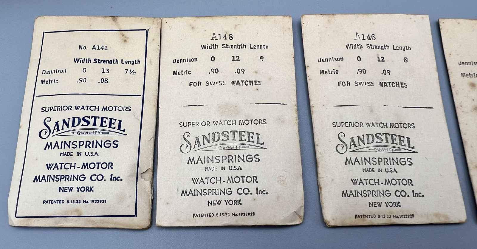 LOT of 5 – SANDSTEEL #A153 0x11 0x12 MAINSPRING WATCHMAKER PARTS REPAIR NOS #S2