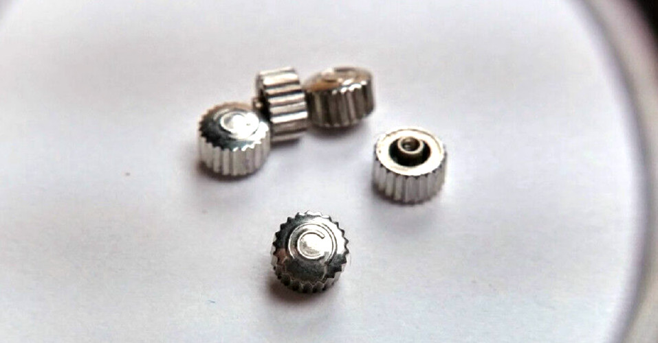 Certina crowns s/s 3.65 mm (5 crowns for ONE PRICE$) Tube is 2 mm