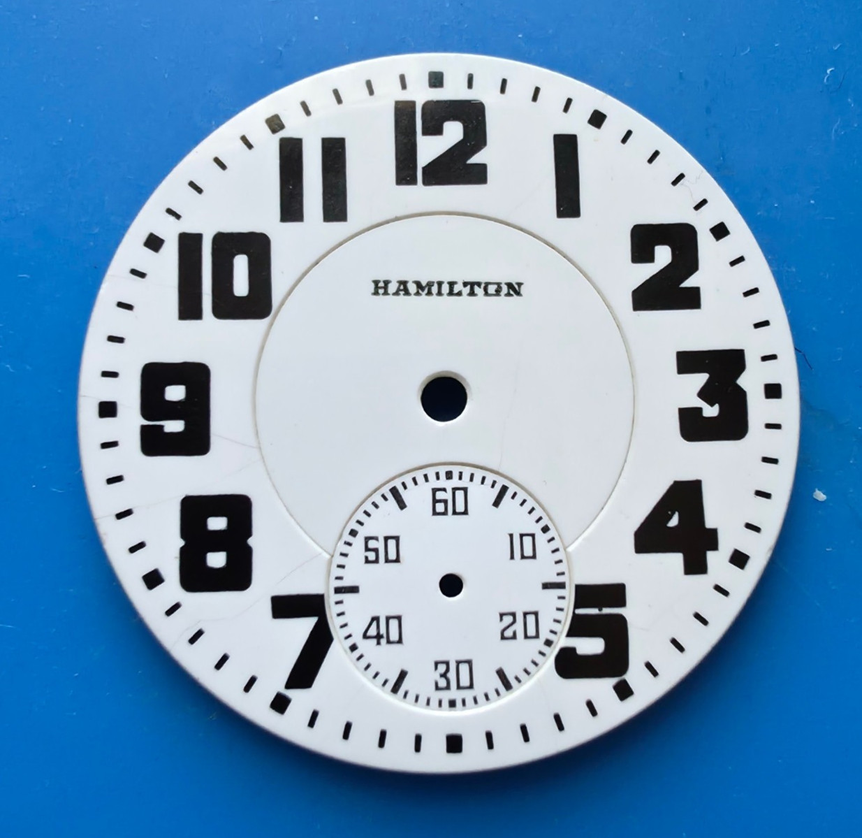 VINTAGE 16 SIZE HAMILTON BOX CAR 992 DOUBLE SUNK POCKET WATCH PORCELAIN DIAL