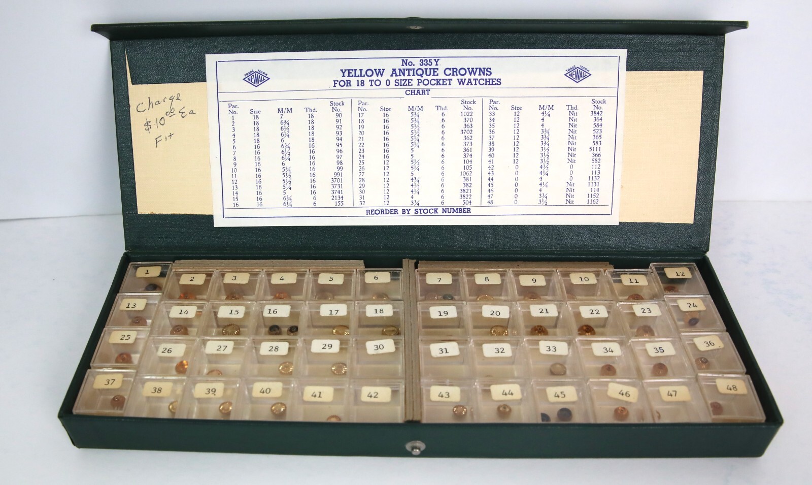 Newall Assortment #335Y NOS Yellow Pocket Watch Crowns (Pick A Size)