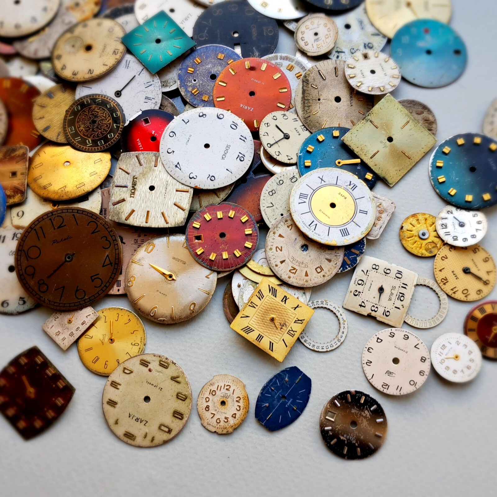 🕰️Vintage Watch Dials Lot 150g – Soviet Mechanical Clock Faces, Steampunk, Art