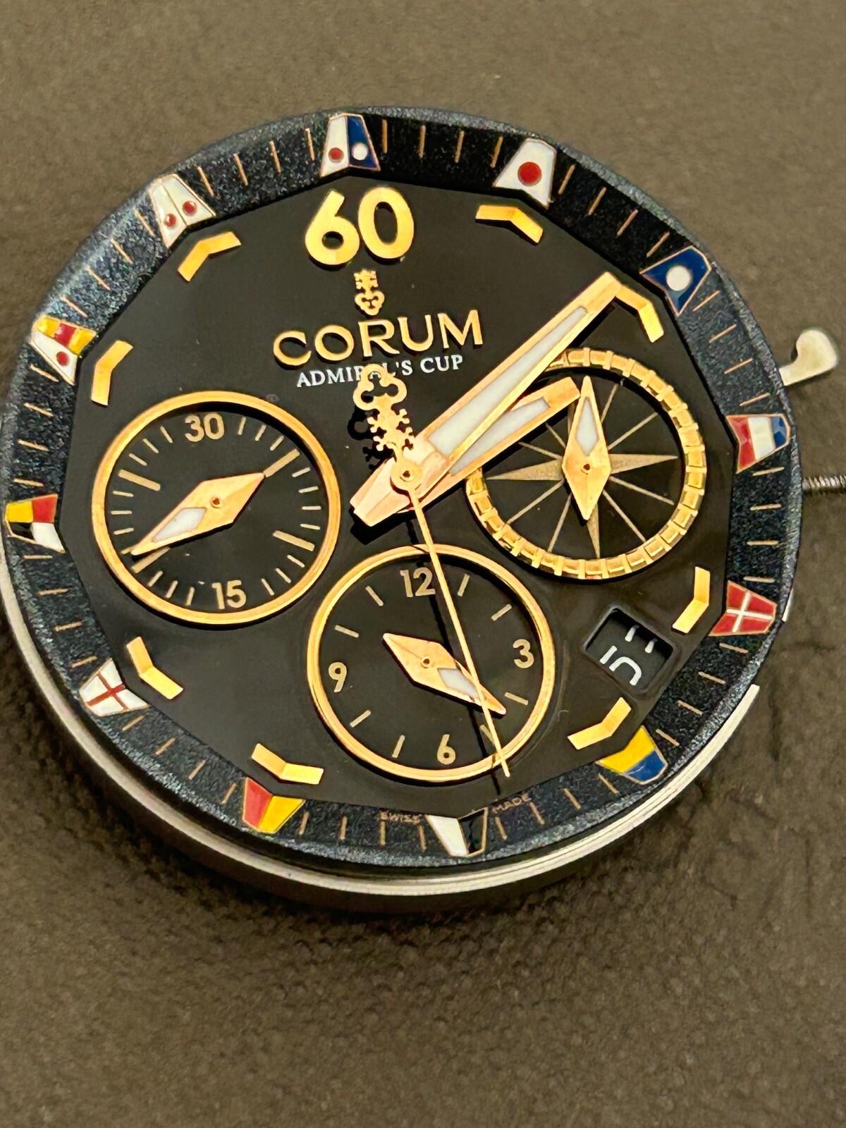 Corum Admiral*s Cup Chronograph Movement ETA 2894 Working need service Black