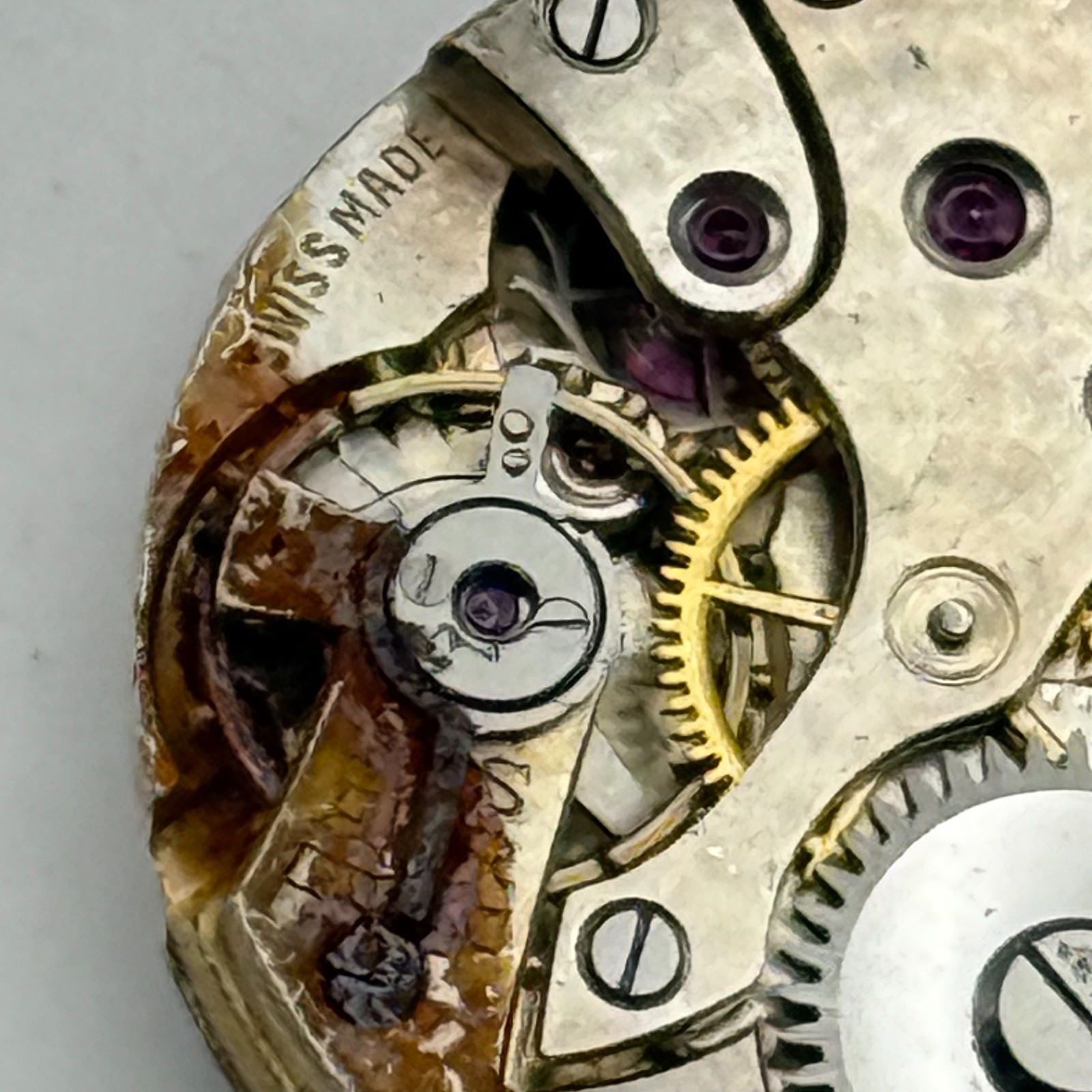Buser Watch Movement B 15 Jewels Swiss 2 Adj Manual Wind Vintage Parts Repair