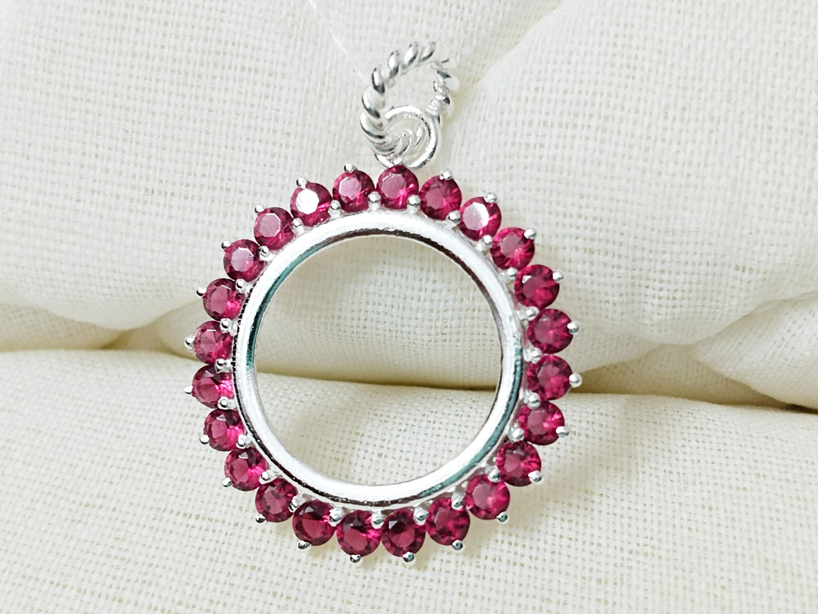 925 Sterling Silver Round Blank Bezel Pendant setting prong Cubic pink CZ Tools