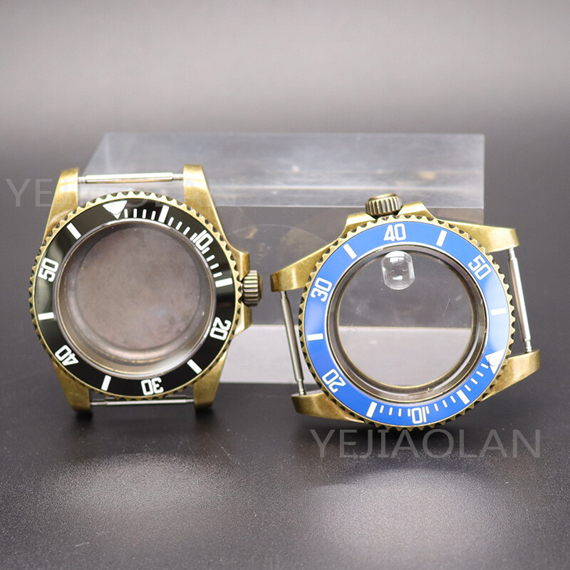 40mm Retro Bronze Watch Case Ceramic Insertion Frame sapphire glass nh35Movement