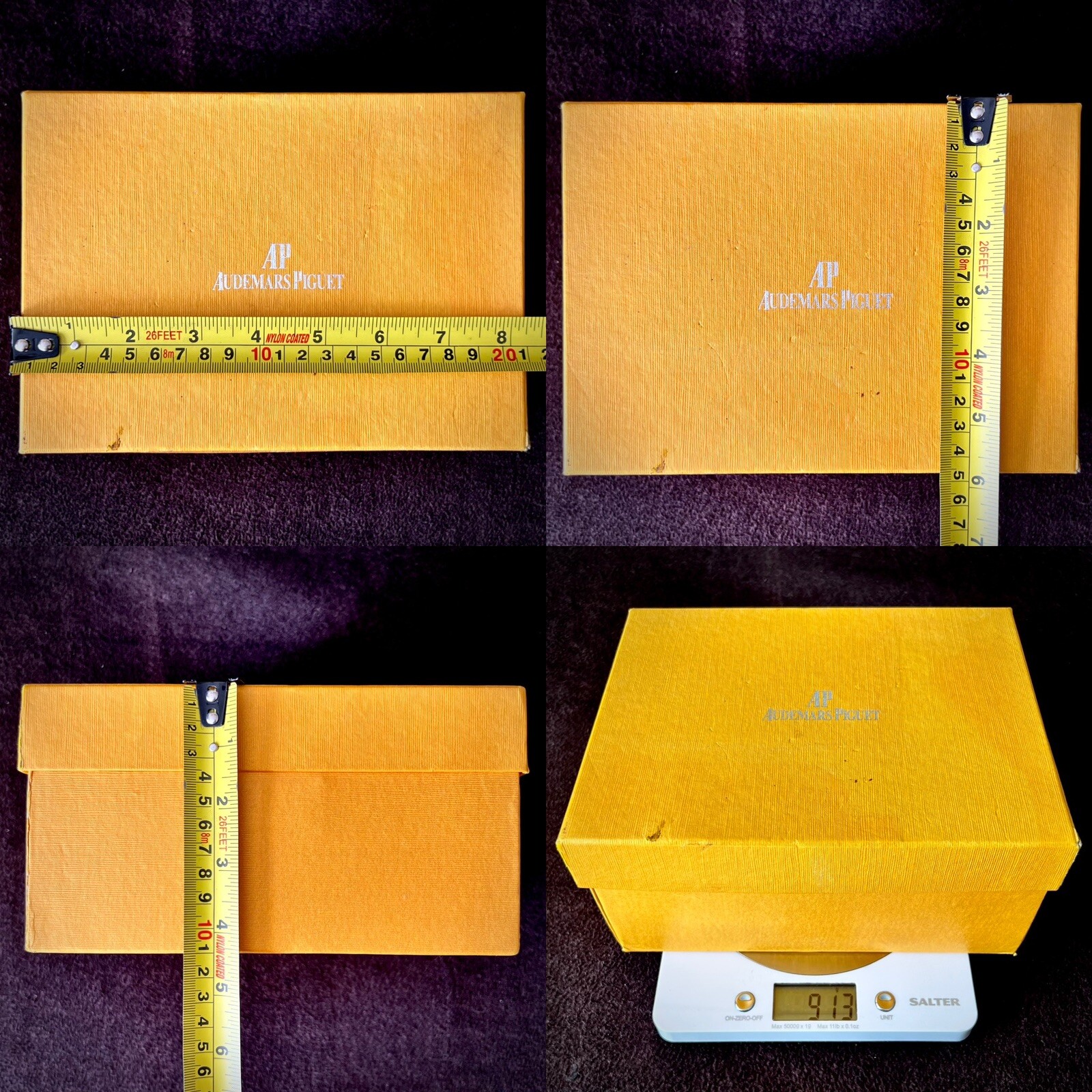 Original Swiss “Audemars Piguet” Walnut Watch Case & Outer Box (8”x6”x 6”, 935g)