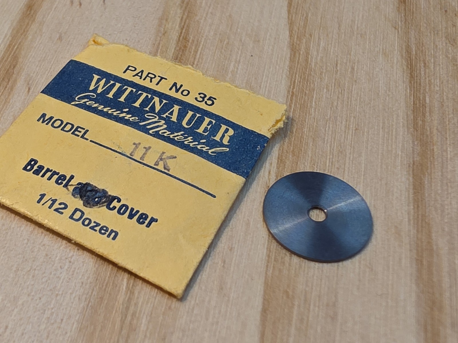 Vintage Wittnauer Model 11K P/N 35 Barrel Cover Parts Spares Repairs