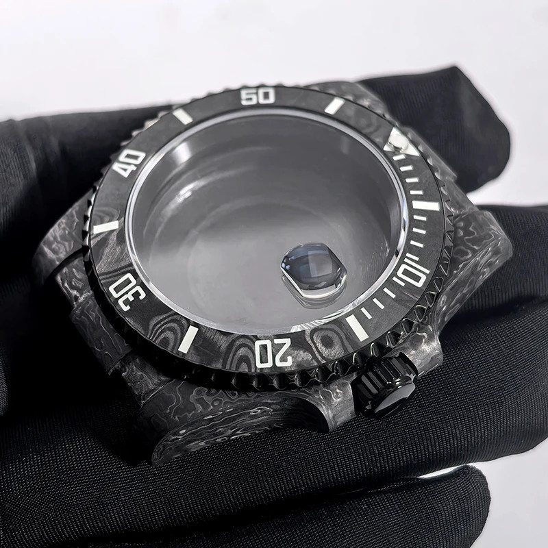 40.5mm Carbon Fiber SUB Diver Case Sapphire Glass for 3135 Movement 28.5-29 Dial