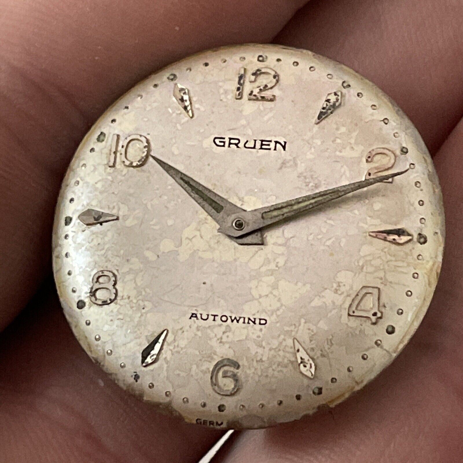 Vintage Gruen Watch Co. Unadjusted Seventeen Jewel Movement And Face PARTS