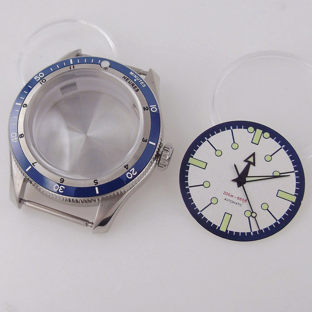 20ATM Diving 40mm Double Bow Sapphire Glass Watch Case Fit NH35 PT5000 120 Click