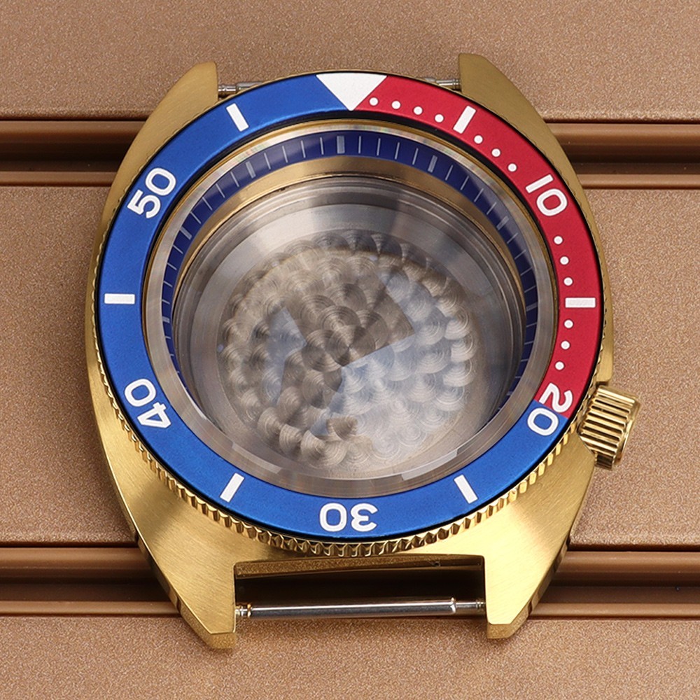 Sapphire Steel Gold 41mm Watch Case Modify turtle SKX Mod For Seiko NH34 35 NH36