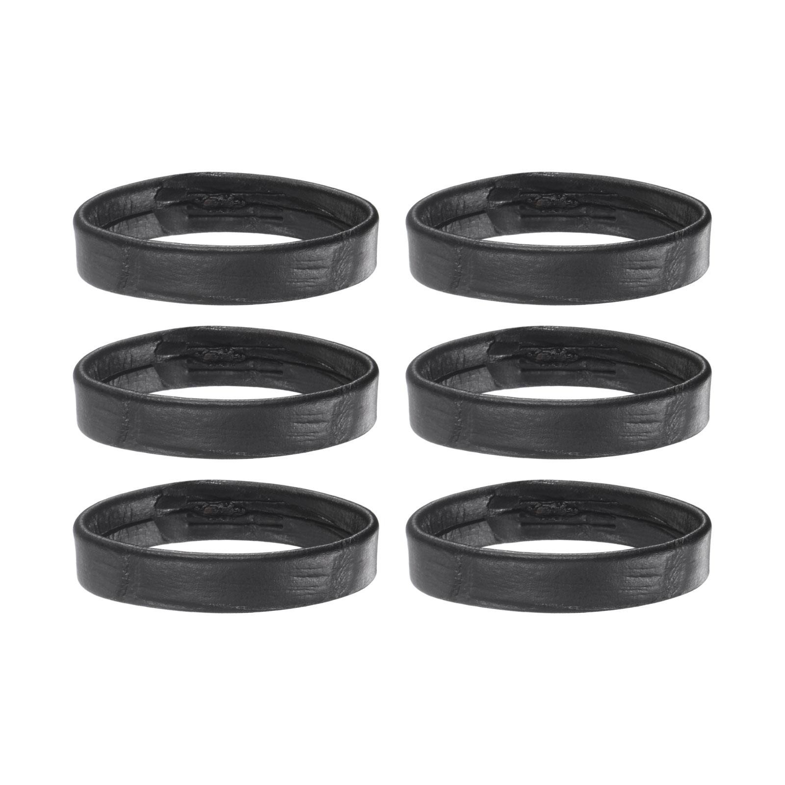 6 Pcs PU Leather Loops Retaining Ring for 21mm Width Watch Band, Black