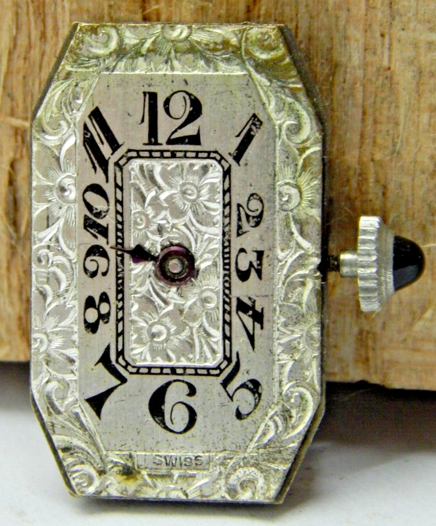 Vintage Record watch co 6j 2 adjustment art deco wrist watch movement with dial