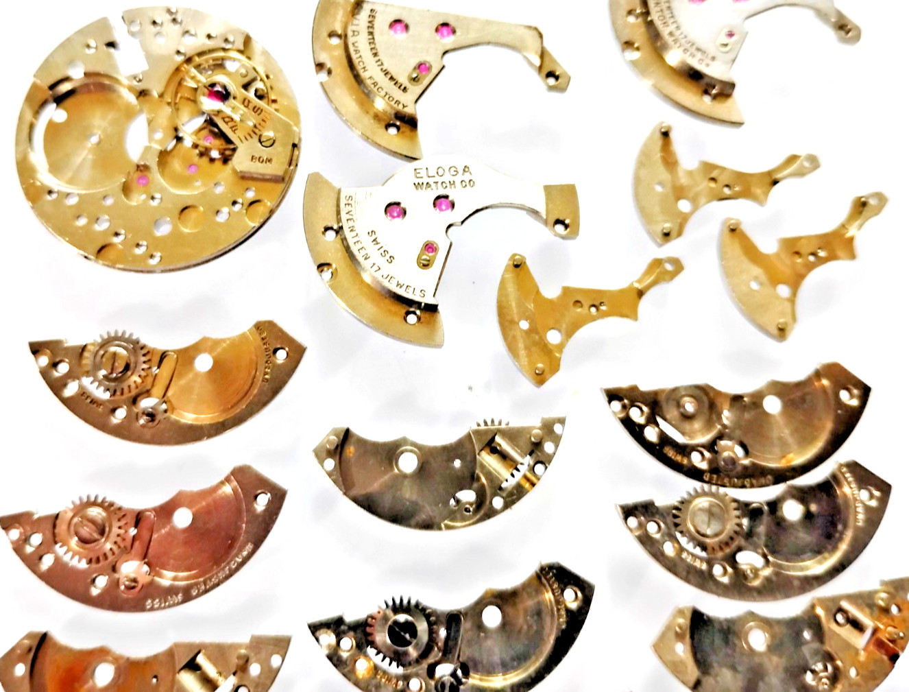 AS Swiss Watch Movement Parts Lot Train/Center/Barrel Wheel Bridges & Base