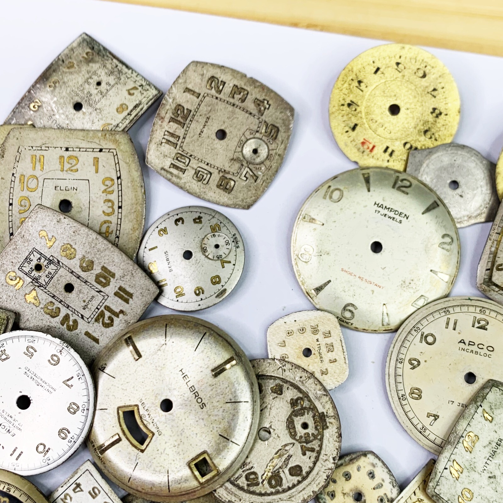 10 Distressed Watch Dials Art Deco Vtg Face Steampunk Part Watchmaker Repair Lot