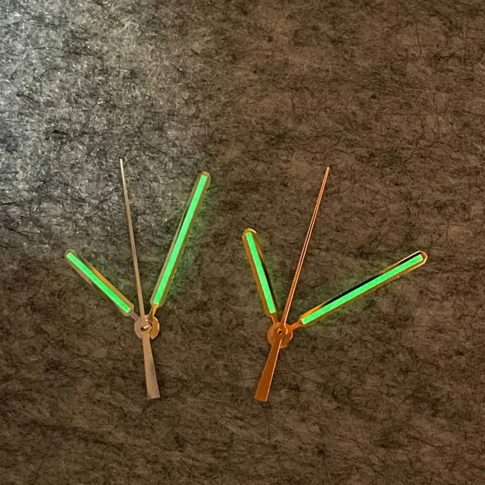 Rose gold/Silver Trim Green Luminous for Watch Hands NH35/NH36/4R/7S Movement