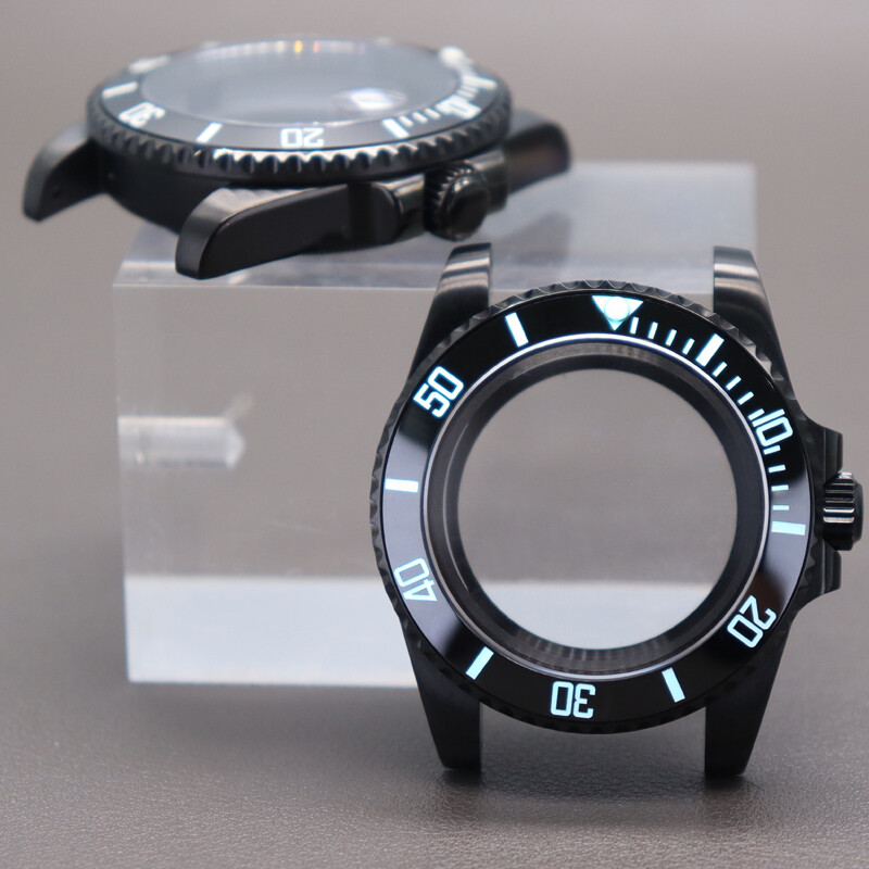 40mm black Watch Case 3C Luminous Ceramic For Seiko Nh35 36 Movement 28.5mm Dial