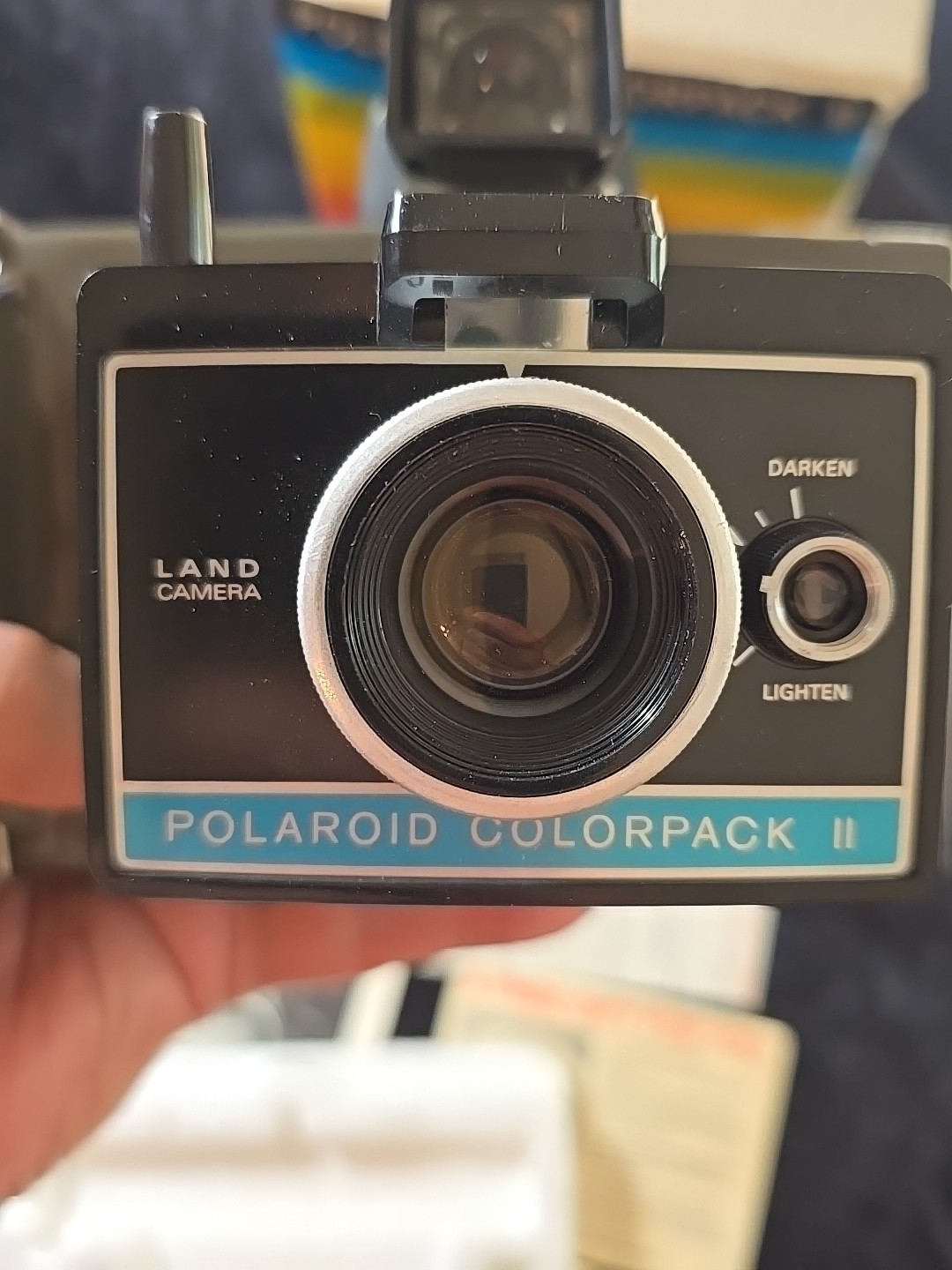Polaroid Colorpack II Land Camera With Original Box And All Papers Black Vtg