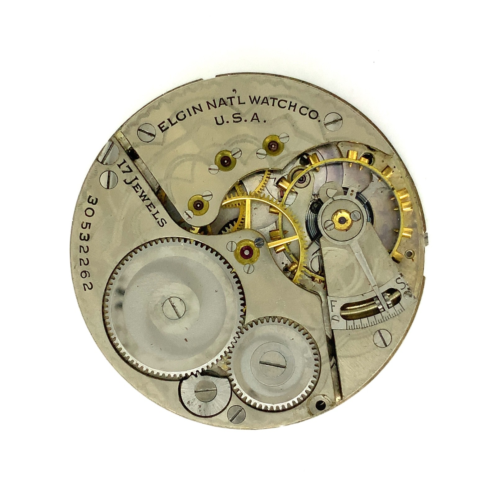 1928 Elgin, Model 7, Grade 387, 16s, 17J, Pocket Watch Movement – RUNS