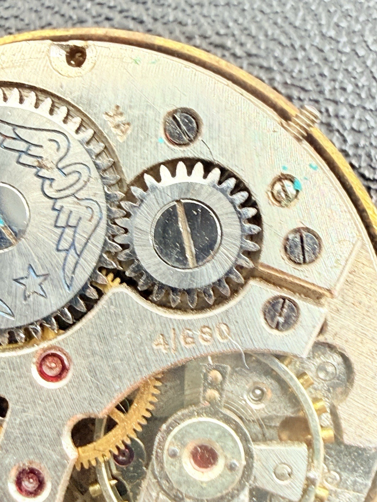 Vintage Rotary 17J Swiss Watch Movement Cal 4/680 Dial Hands Parts Repair