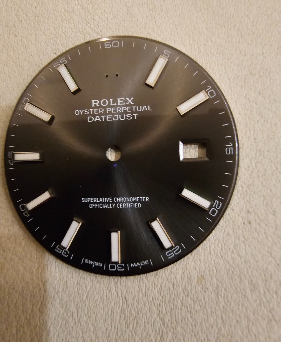 Genuine Rolex Datejust 41 Dial – Slate / Dark Rhodium Sunburst – Ref 126334 / 12